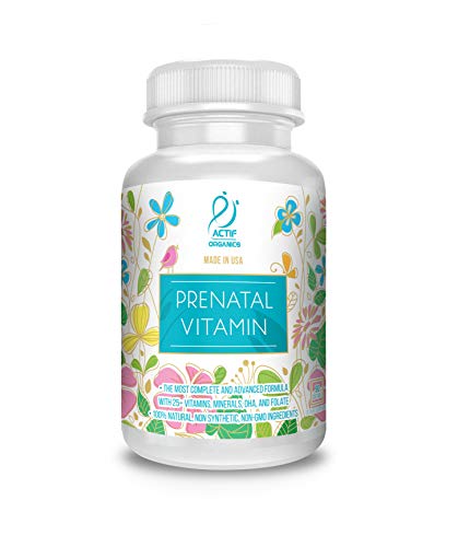 Actif Organic Prenatal Vitamin with 25+ Organic Vitamins, 100% Natural, DHA, EPA, Omega 3, and Organic Herbal Blend…
