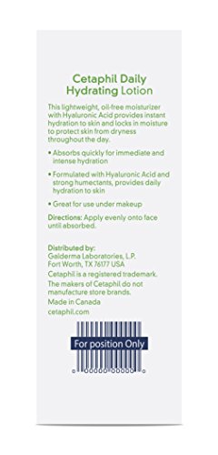 CETAPHIL Daily Hydrating Lotion for Face , With Hyaluronic Acid , 3 fl oz , Lasting 24 Hr Hydration , for Combination…