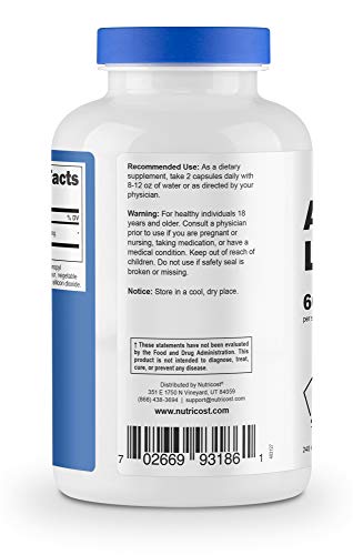 Nutricost Alpha Lipoic Acid 600mg Per Serving, 240 Capsules – Gluten Free, Vegetarian Capsules, Soy Free & Non-GMO