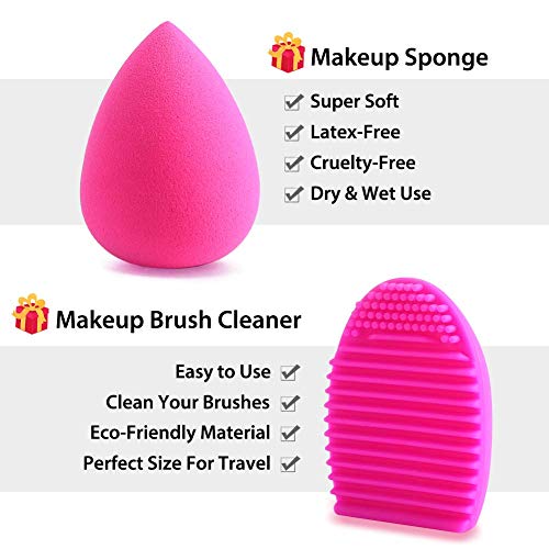 BEAKEY Makeup Brushes Set 10 Pcs Premium Synthetic Kabuki Foundation Face Powder Concealers Blush Eyeshadow Brushes…