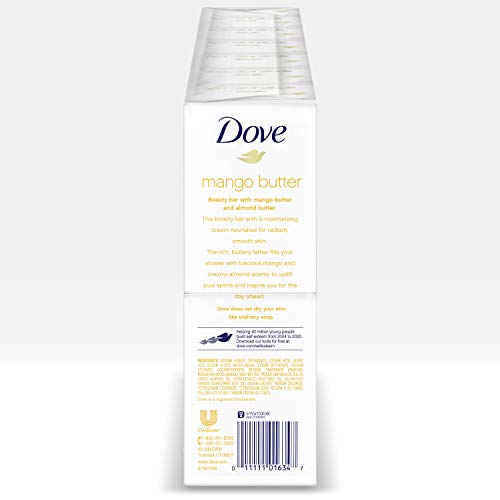 Dove Beauty Bar To Moisturize Dry Skin With Mango Butter More Moisturizing Than Bar Soap, 3.75 Ounce (Pack of 14)