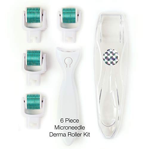 Derma Roller Microneedle 6 Piece Kit [DERMAROLL by Prosper Beauty] Face Roller with 4 Replaceable Heads Exfoliation…