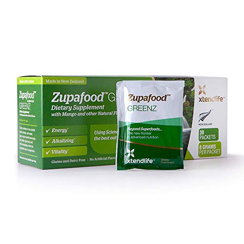 XTENDLIFE Zupafood GREENZ Powder – Organic Superfood Greens w/ spirulina, wheatgrass, chlorella & kiwifruit, Promote…