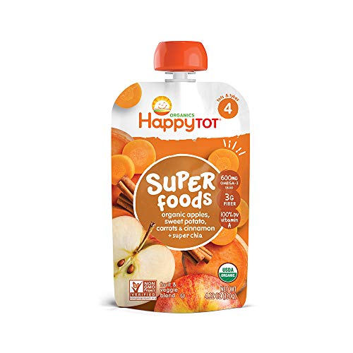 HAPPYTOT Organics Super Foods Stage 4, Super Foods Variety Pack, 4.22 Ounce Pouch (Pack of 16) packaging may vary