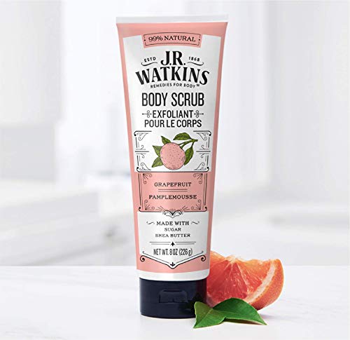 JR Watkins Sugar and Shea Natural Exfoliating Body Scrub, Grapefruit, Nourishing Exfoliator Scrub for Women and Men, USA…