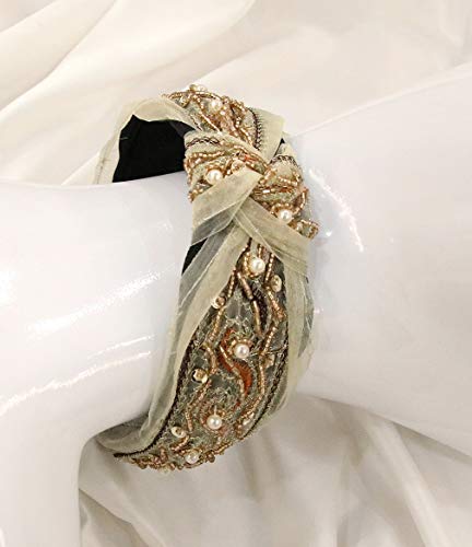 Knot Headbands for Women Fashion Lace Studded Embellished Head Band Design Elegant Wedding Wide Hairbands For Adult Girl