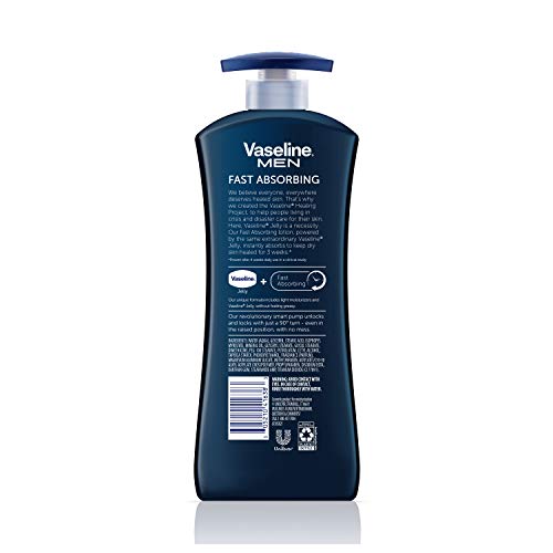 Vaseline Men’s Healing Moisture Hand & Body Lotion For Dry or Cracked Skin Fast Absorbing Non-Greasy Lotion for Men 20.3…