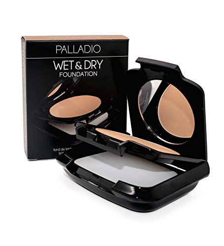 Palladio Dual Wet and Dry Foundation with sponge and Mirror, Squalane Infused, Apply Wet for Maximum Coverage or Dry for…