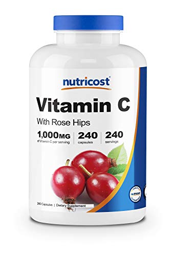 Nutricost Vitamin C with Rose Hips 1025mg, 240 Capsules – Vitamin C 1,000mg, Rose Hips 25mg, Premium, Non-GMO, Gluten…