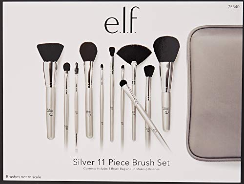 E L F Cosmetics Silver 11 Piece Brush Collection 1 Set