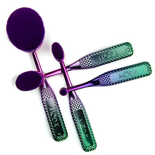 MODA Full Size Face Perfecting 4pc Oval Makeup Brush Set, Includes – Foundation, Contour, Detail Contour, and Concealer…