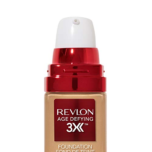 Liquid Foundation by Revlon, Age Defying 3XFace Makeup, Anti-Aging and Firming Formula, SPF 30, Longwear Medium…