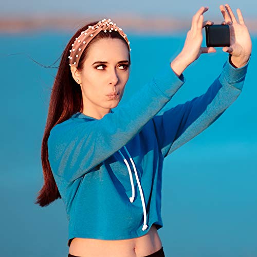 EAONE Pearl Headbands Knotted Headbands for Women 6 Colors, Knot Turban Headband Fashion Hair Bands Wide Headbands Hair…