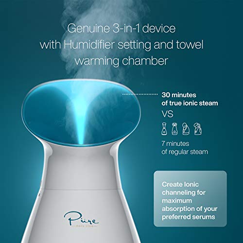 NanoSteamer Large 3-in-1 Nano Ionic Facial Steamer with Precise Temp Control – 30 Min Steam Time – Humidifier – Unclogs…