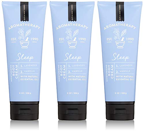 Bath & Body Works Aromatherapy Sleep Lavender + Vanilla Body Cream with Natural Essential Oils, 8 oz each – 3 Pack