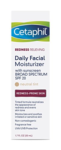 CETAPHIL Redness Relieving Daily Facial Moisturizer SPF 20, 1.7 fl oz, Broad spectrum Sunscreen, Neutral Tint, For…