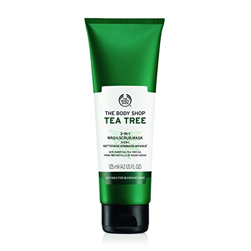 The Body Shop Tea Tree 3 in 1 Wash Scrub & Mask – Purifying Vegan Skincare For Oily, Blemished Skin – 4.2 oz