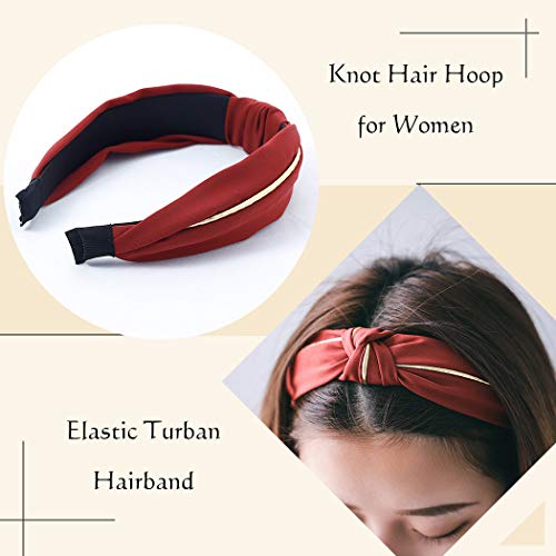 Jakawin Knot Headbands Cross Turban Hairband Vintage Head Wrap Elastic No Slip Hair Hoops Fashion Hair Accessories for…