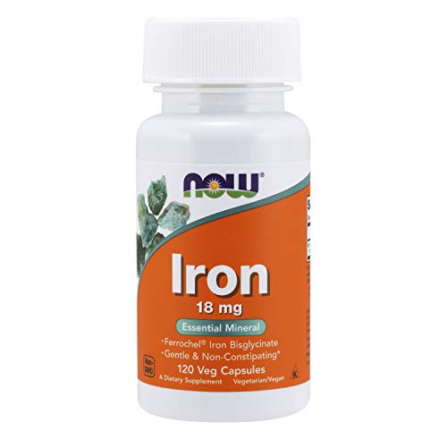 NOW Supplements, Iron 18 mg, Non-Constipating*, Essential Mineral, 120 Veg Capsules