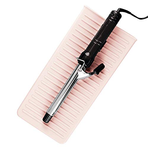 mDesign Silicone Heat-Resistant Hair Care Styling Tool Mat & Travel Pouch – Rest Curling Irons, Flat Irons…