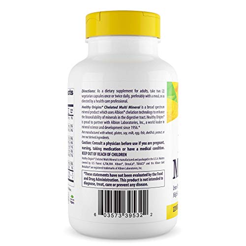 Healthy Origins Chelated Multi Mineral (Albion Minerals, Bioavailable, Non-GMO, Gluten Free), 120 Veggie Caps
