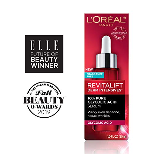 L’Oreal Paris Revitalift 10% Pure Glycolic Acid Face Serum, Visibly Evens Tone & Reduce Wrinkles, Fragrance Free 1.0 fl…