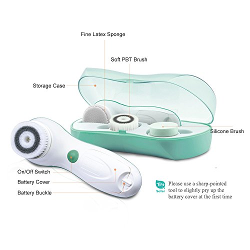 Spin Facial Cleansing Brush By TOUCHBeauty 360° Rotating Facial Brush For Cleaning And Exfoliating with 3 Skin Care Spin…