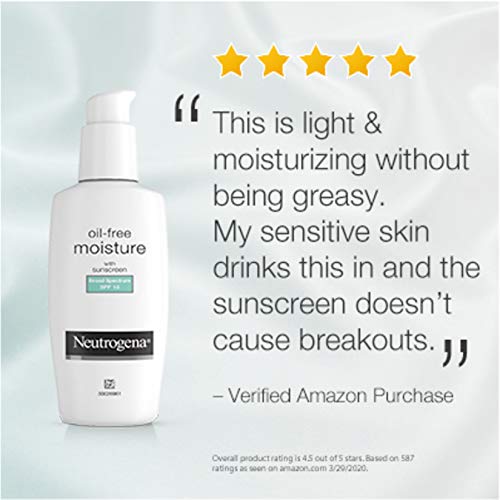 Neutrogena Oil-Free Daily Long Lasting Facial Moisturizer & Neck Cream with SPF 15 Sunscreen & Glycerin, Non-Greasy, Oil…