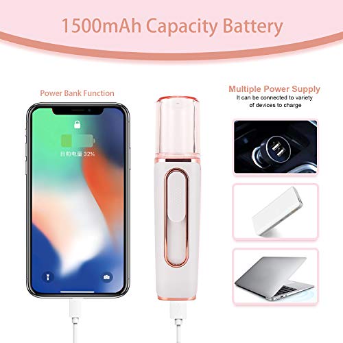 annhuabeauty Nano Facial Mister, Double Hole Portable Cool Mist Moisturizing Face Eye Lash Mister, Facial Sprayer for…