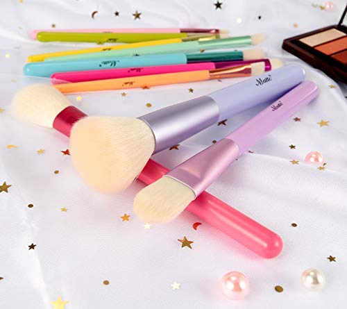 Matto Makeup Brushes 10-Pieces Colorful Wood Handles Synthetic Hairs Makeup Brush Set with Cosmetic Brush Holder