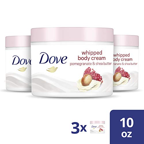 Dove Whipped Body Cream Dry Skin Moisturizer Pomegranate and Shea Butter Nourishes Skin Deeply, 10 Ounce (Pack of 3)