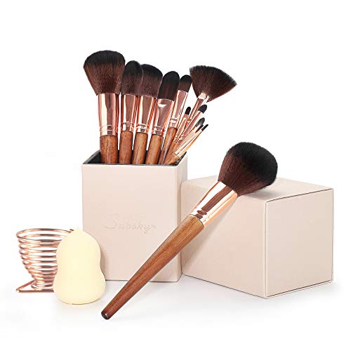 Subsky Makeup Brushes,12Pcs Travel Makeup Brush Set Premium Makeup Brush Set Synthetic Cosmetics Foundation Powder…