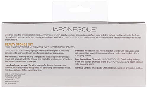 JAPONESQUE Beauty Sponge Set with 4 Different Foundation and Makeup Blenders for Airbrushed Flawless Finish, for use…