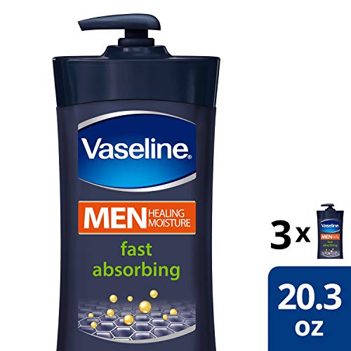 Vaseline Men’s Healing Moisture Hand & Body Lotion For Dry or Cracked Skin Fast Absorbing Non-Greasy Lotion for Men 20.3…