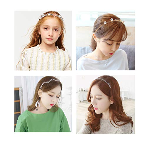 CellElection 10PCS Crystal Headband Pearls Flower Hairbands Jewelry Rhinestone Fashion Beaded Headbands Gold Sliver…