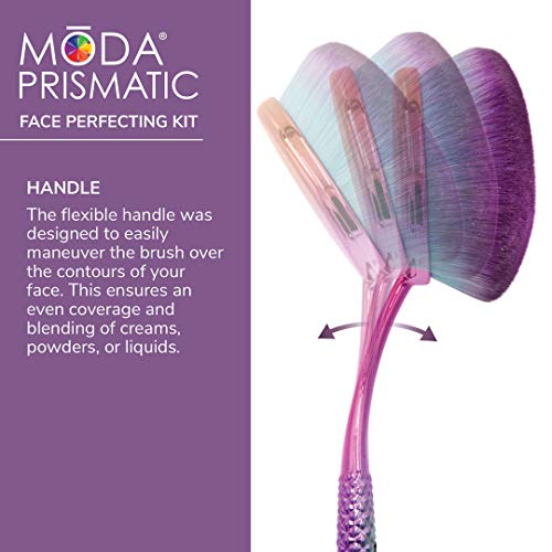 MODA Full Size Face Perfecting 4pc Oval Makeup Brush Set, Includes – Foundation, Contour, Detail Contour, and Concealer…