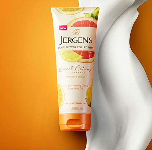 Jergens Sweet Citrus Body Butter Body and Hand Lotion, Moisturizer, 7 Ounce Lotion with Essential Oil for Indulgent…