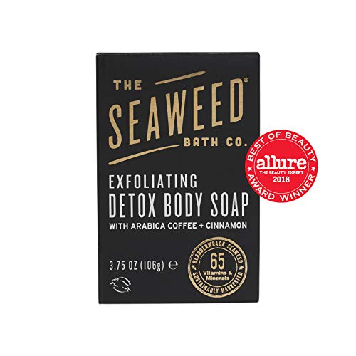 Seaweed Bath Co. Exfoliate Detox Body Soap, 3.75 Ounce, Sustainably Harvested Seaweed, Charcoal (Packaging May Vary)