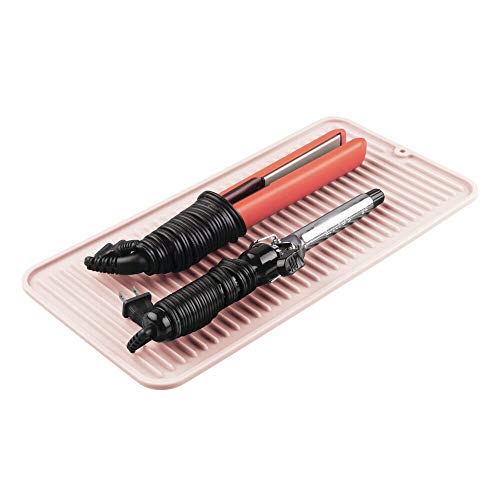 mDesign Silicone Heat-Resistant Hair Care Styling Tool Mat for Curling or Flat Irons, Straighteners on Bathroom…