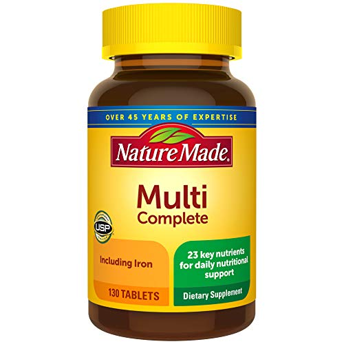 Nature Made Multivitamin Tablets with Vitamin D3 and Iron, 130 Count for Daily Nutritional Support