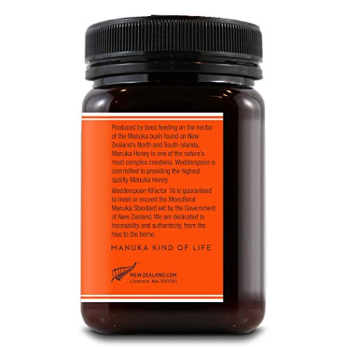 Wedderspoon Raw Premium Manuka Honey, KFactor 16, 17.6 Oz, Unpasteurized, Genuine New Zealand Honey, Traceable from Our…