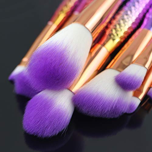 Mermaid Makeup Brush Set, 10Pcs Premium Synthetic Professional Makeup Brushes Foundation Angled Coutour brush Concealer…