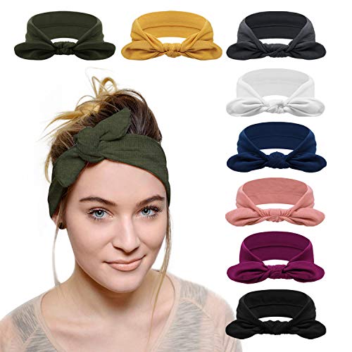 DRESHOW 8 Pack Headbands for Women Criss Cross Vintage Head Wrap Boho Headband Twisted Elastic Hair Accessories