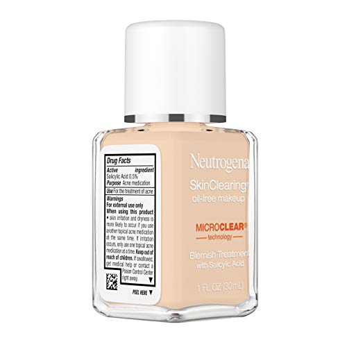 Neutrogena SkinClearing Oil-Free Acne and Blemish Fighting Liquid Foundation with Salicylic Acid Acne Medicine, Shine…