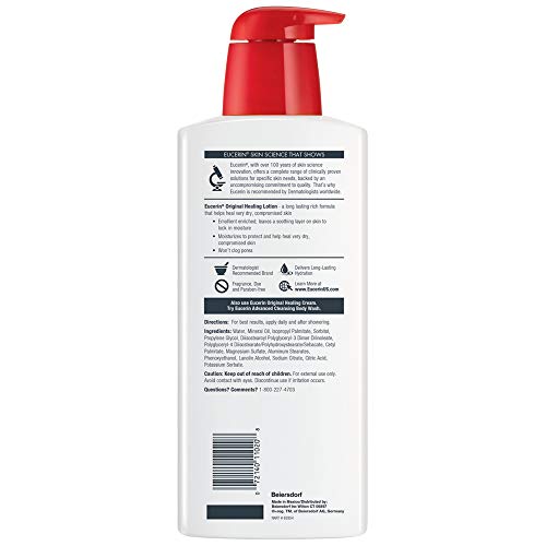 Eucerin Original Healing Rich Body Lotion, Body Lotion for Dry Skin, 16.9 Fl Oz Pump Bottle