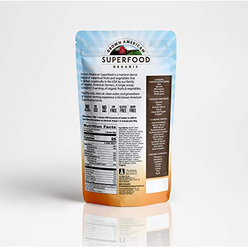 Grown American Superfood 31 Organic Whole Fruits and Vegetables Concentrated Green Powder Increase Energy and…