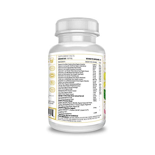 Actif Organic Prenatal Vitamin with 25+ Organic Vitamins, 100% Natural, DHA, EPA, Omega 3, and Organic Herbal Blend…
