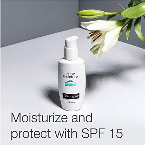 Neutrogena Oil-Free Daily Long Lasting Facial Moisturizer & Neck Cream with SPF 15 Sunscreen & Glycerin, Non-Greasy, Oil…