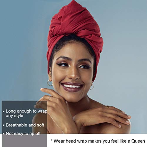 L’VOW Women’ Soft Stretch Headband Long Headwrap Scarf Turban Tie (Burgundy)