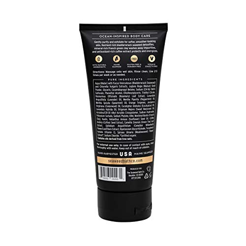 Seaweed Bath Co. Detox Body Scrub, Rosemary Mint Scent, 6 Ounce, Sustainably Harvested Seaweed, French Sea Clay, Coffee…